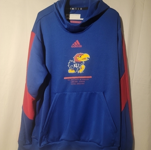 ADIDAS NCAA KANSAS JAYHAWKS PULLOVER LICENSED HOODIE SIZE XL H50765 Men’s - Picture 1 of 5
